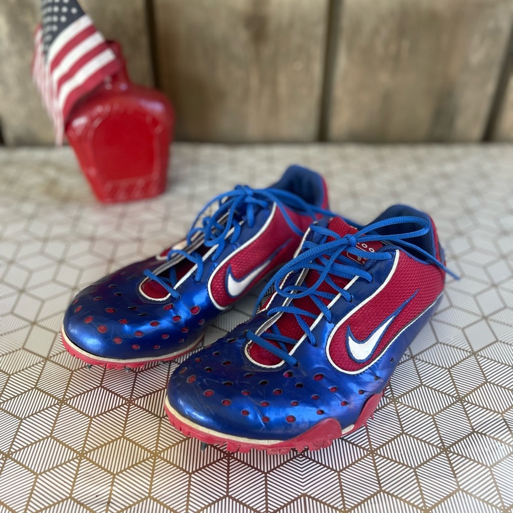 Vintage Nike Bowerman Zoom 2 VL Track Shoes Red White Blue Size 7.